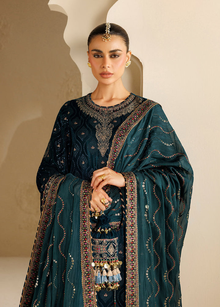 Chandni by Jazmin Unstitched Embroidered Velvet 3 Piece Suit JZ26UVC SHAB-E-NEEL CVF-26-D02 - Wedding Collection