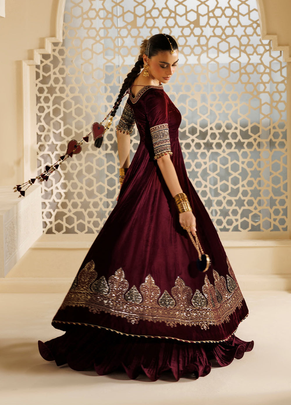 Chandni by Jazmin Unstitched Embroidered Velvet 3 Piece Suit JZ26UVC ZARYAВ CVF-26-D04 - Wedding Collection