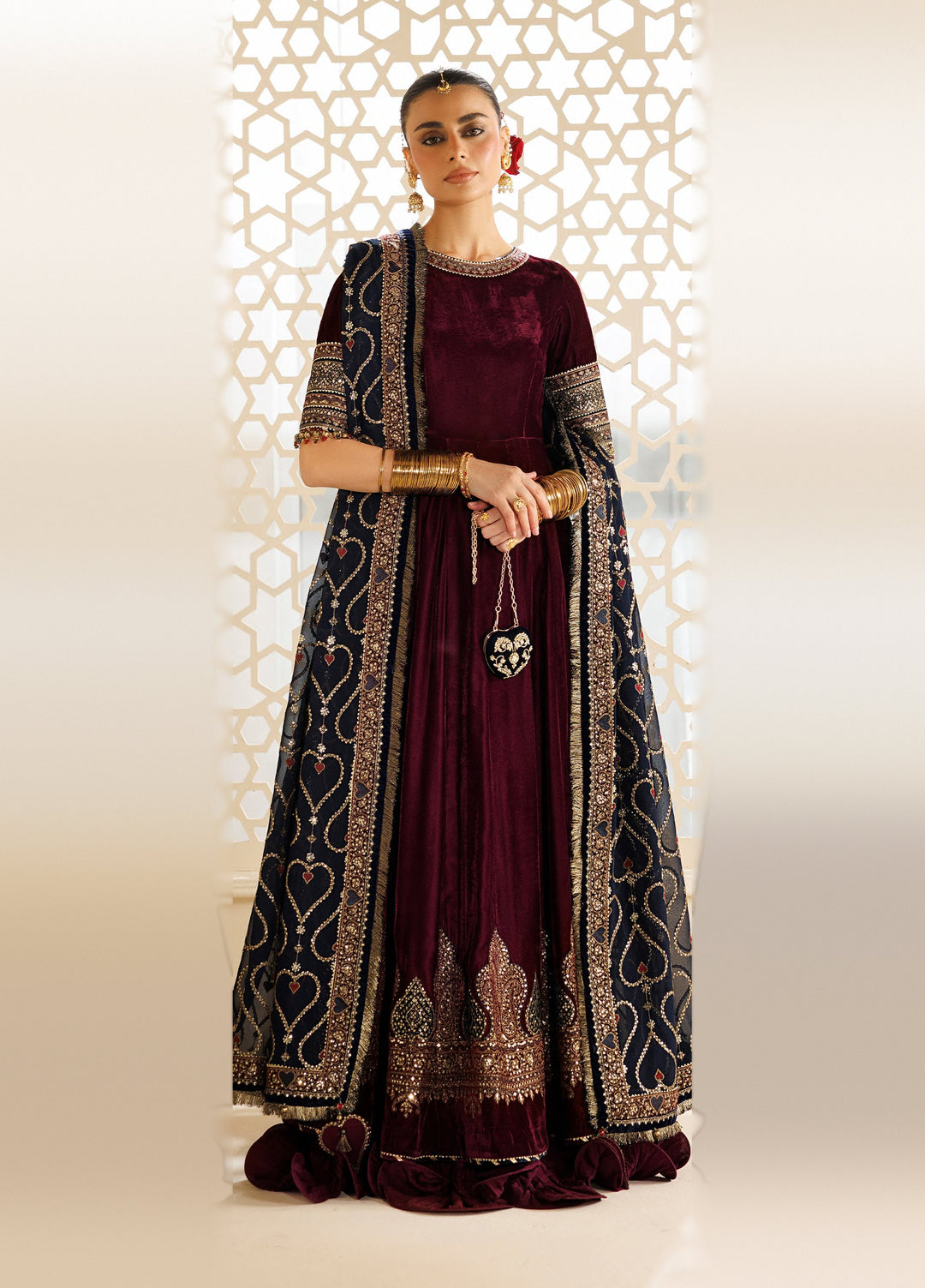 Chandni by Jazmin Unstitched Embroidered Velvet 3 Piece Suit JZ26UVC ZARYAВ CVF-26-D04 - Wedding Collection