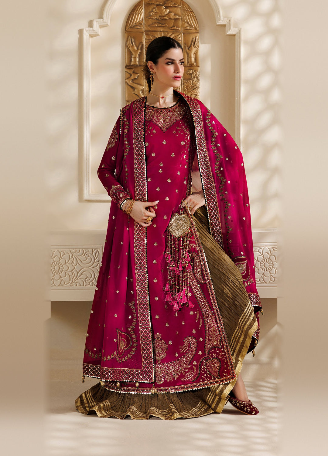 Chandni by Jazmin Unstitched Embroidered Velvet 3 Piece Suit JZ26UVC ZAR-E-GULAB CVF-26-D06 - Wedding Collection