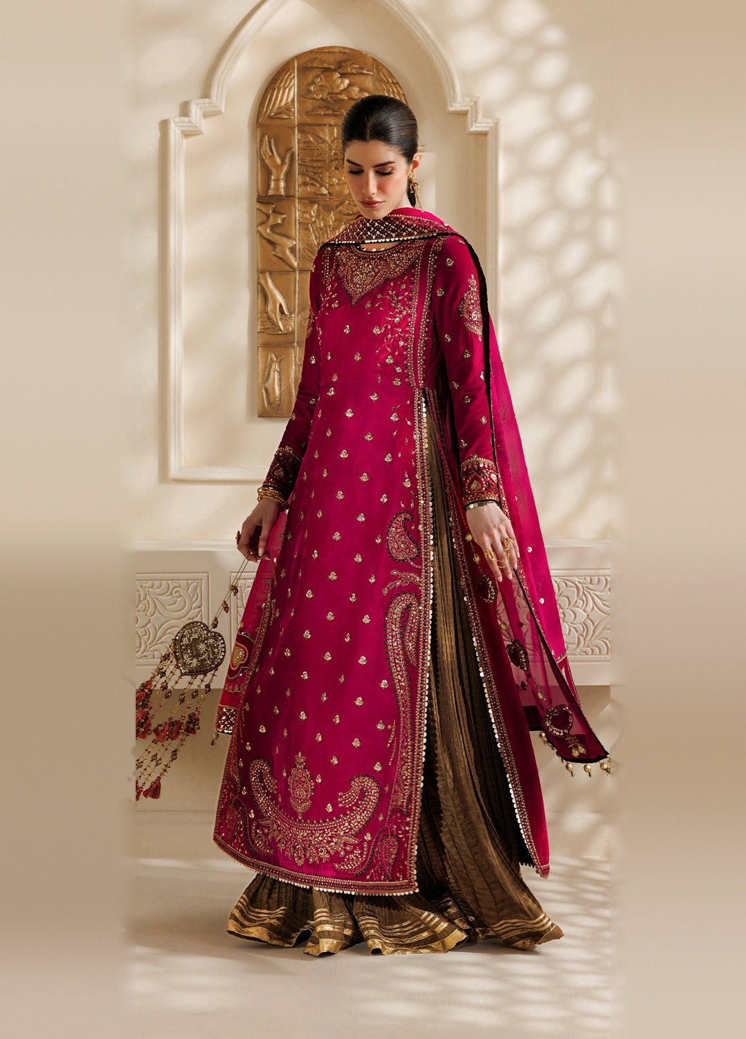 Chandni by Jazmin Unstitched Embroidered Velvet 3 Piece Suit JZ26UVC ZAR-E-GULAB CVF-26-D06 - Wedding Collection