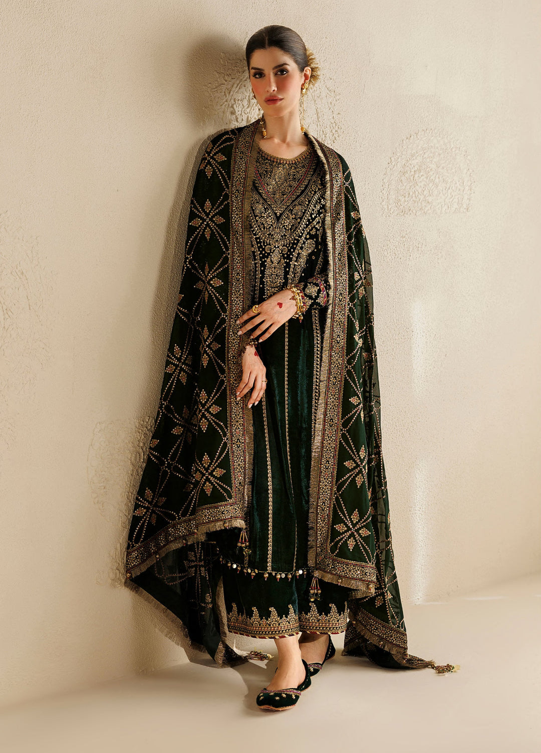 Chandni by Jazmin Unstitched Embroidered Velvet 3 Piece Suit JZ26UVC SHABNOOR CVF-26-D07 - Wedding Collection