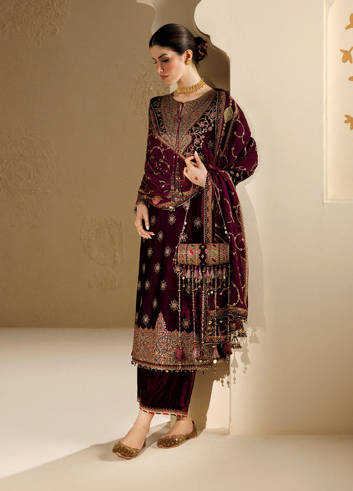 Chandni by Jazmin Unstitched Embroidered Velvet 3 Piece Suit JZ26UVC NAYAAВ CVF-26-D08 - Wedding Collection