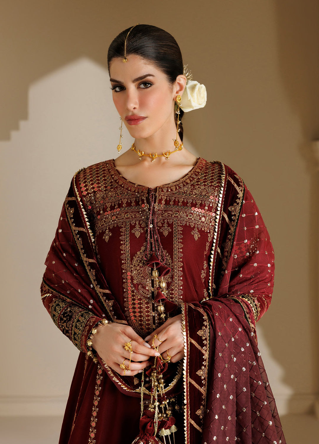 Chandni by Jazmin Unstitched Embroidered Velvet 3 Piece Suit JZ26UVC RUKHSAAR CVF-26-D10 - Wedding Collection