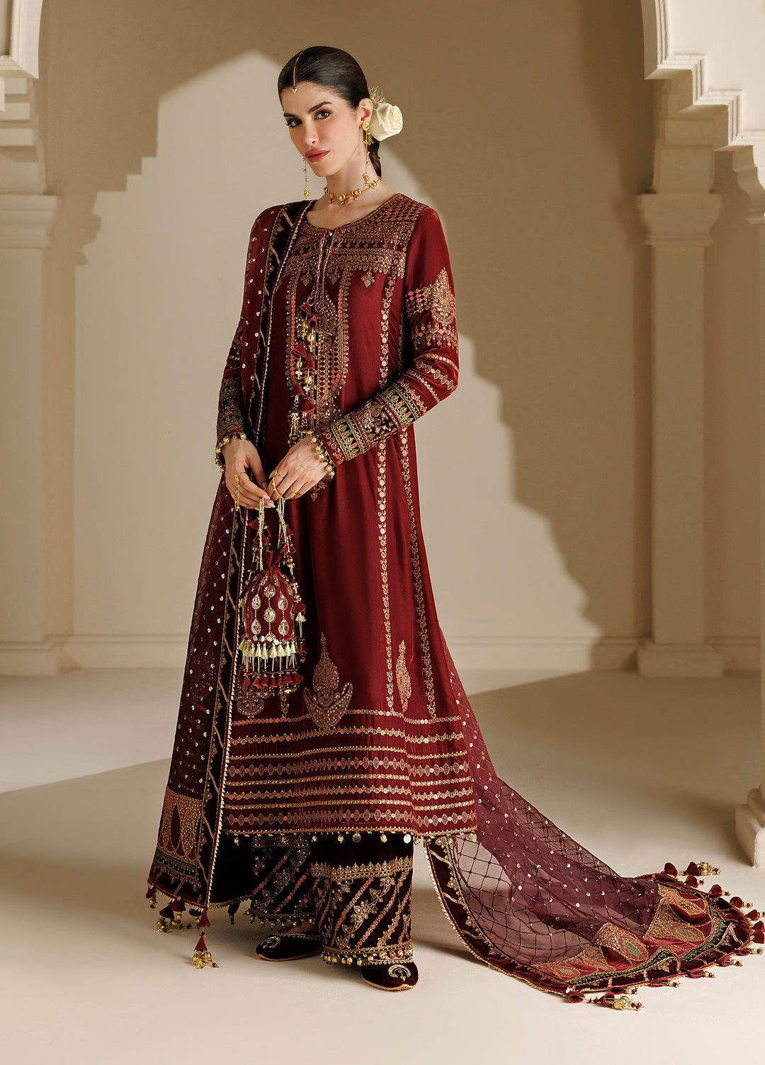 Chandni by Jazmin Unstitched Embroidered Velvet 3 Piece Suit JZ26UVC RUKHSAAR CVF-26-D10 - Wedding Collection