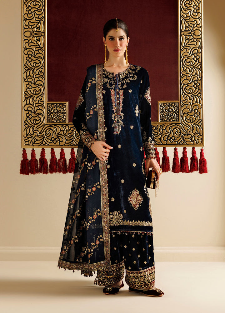 Chandni by Jazmin Unstitched Embroidered Velvet 3 Piece Suit JZ26UVC ROSHANAK CVF-26-D11 - Wedding Collection