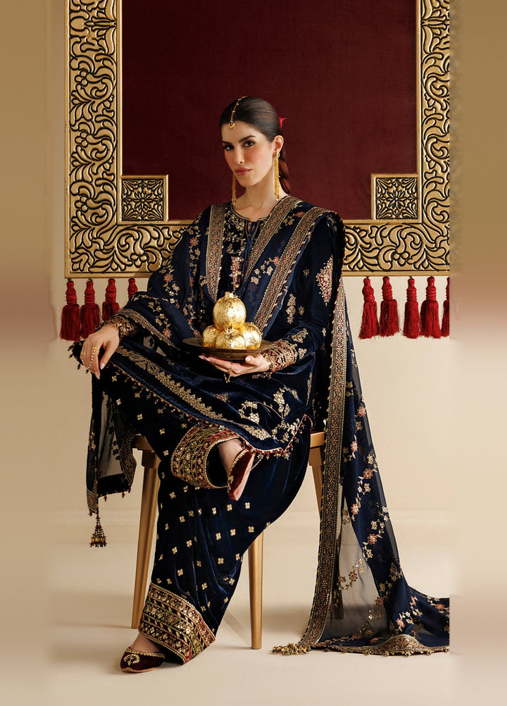 Chandni by Jazmin Unstitched Embroidered Velvet 3 Piece Suit JZ26UVC ROSHANAK CVF-26-D11 - Wedding Collection
