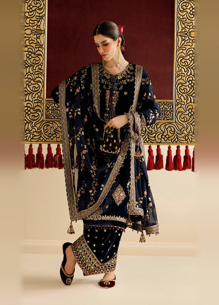 Chandni by Jazmin Unstitched Embroidered Velvet 3 Piece Suit JZ26UVC ROSHANAK CVF-26-D11 - Wedding Collection