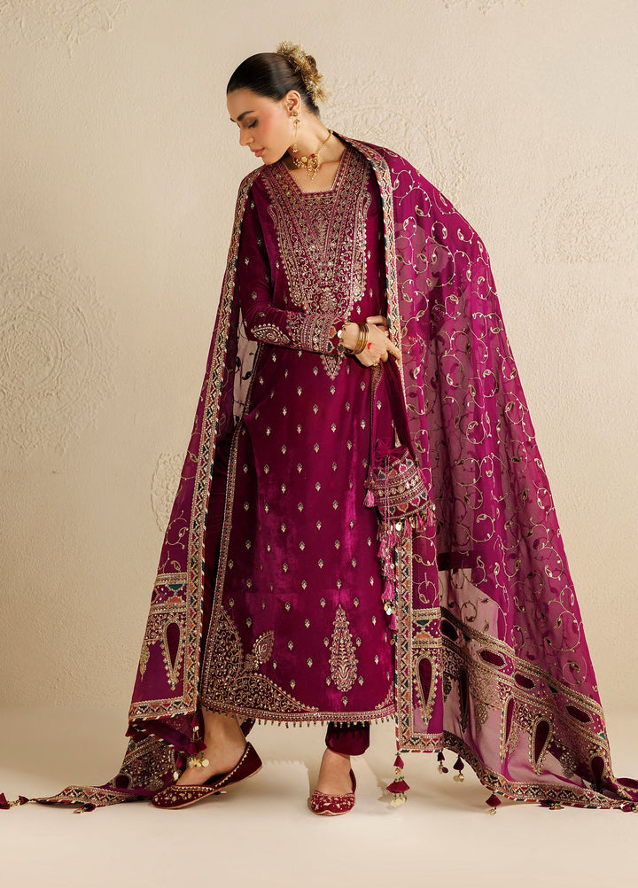 Chandni by Jazmin Unstitched Embroidered Velvet 3 Piece Suit JZ26UVC ZAIB CVF-26-D12 - Wedding Collection