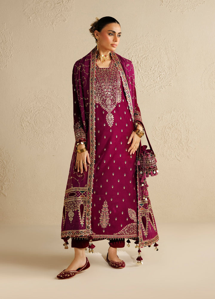Chandni by Jazmin Unstitched Embroidered Velvet 3 Piece Suit JZ26UVC ZAIB CVF-26-D12 - Wedding Collection