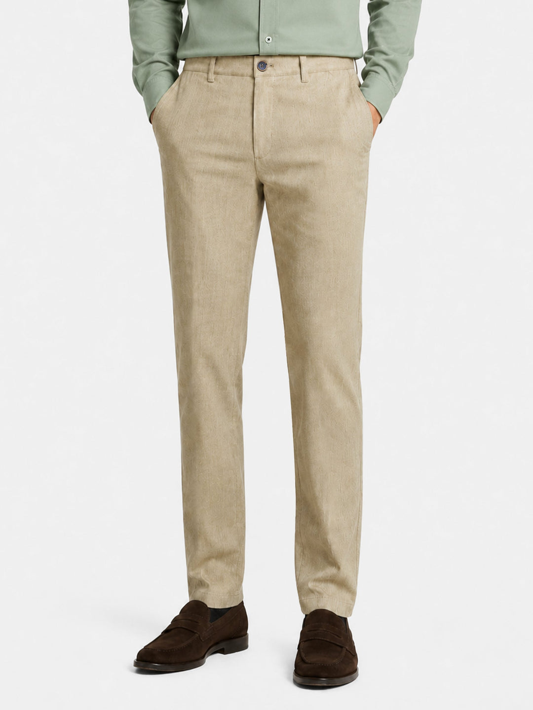 Brumano Mens Pants RTW Solids Cotton Camel Brown Chinos Casual Collection
