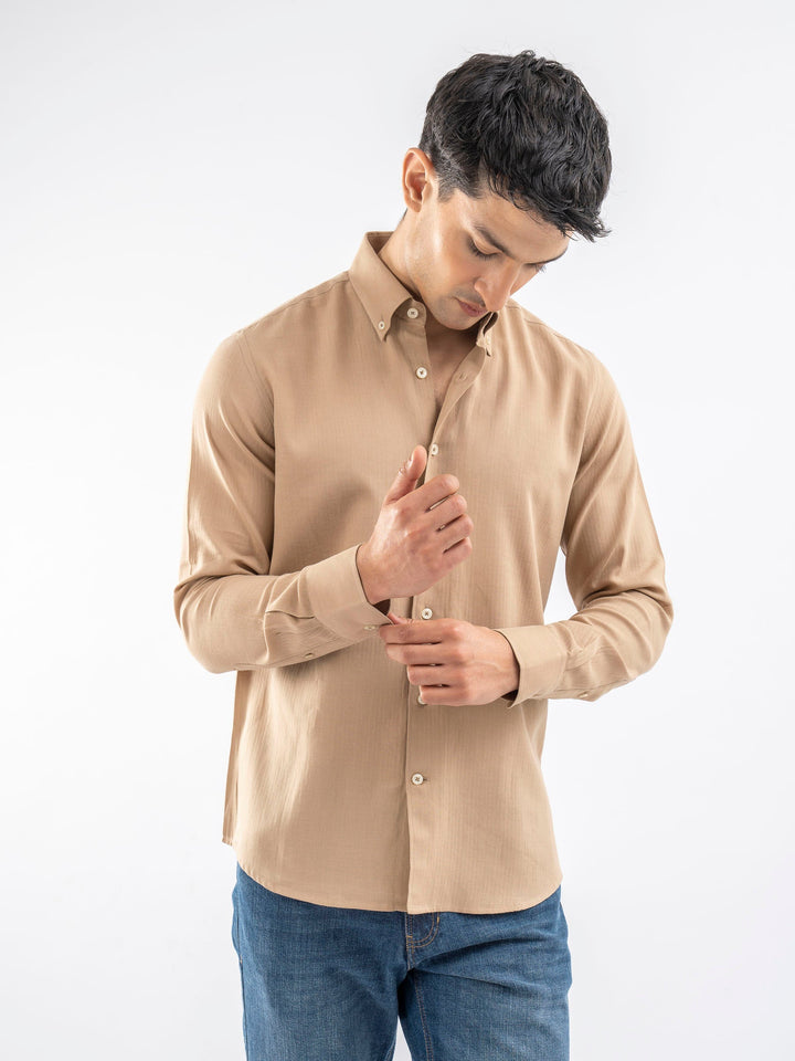 Brumano Ready To Wear Shirts Men 1 Piece Cotton Camel Brown Light Weight Button Down Shirt 0-31-025-4239 - Summer Collection