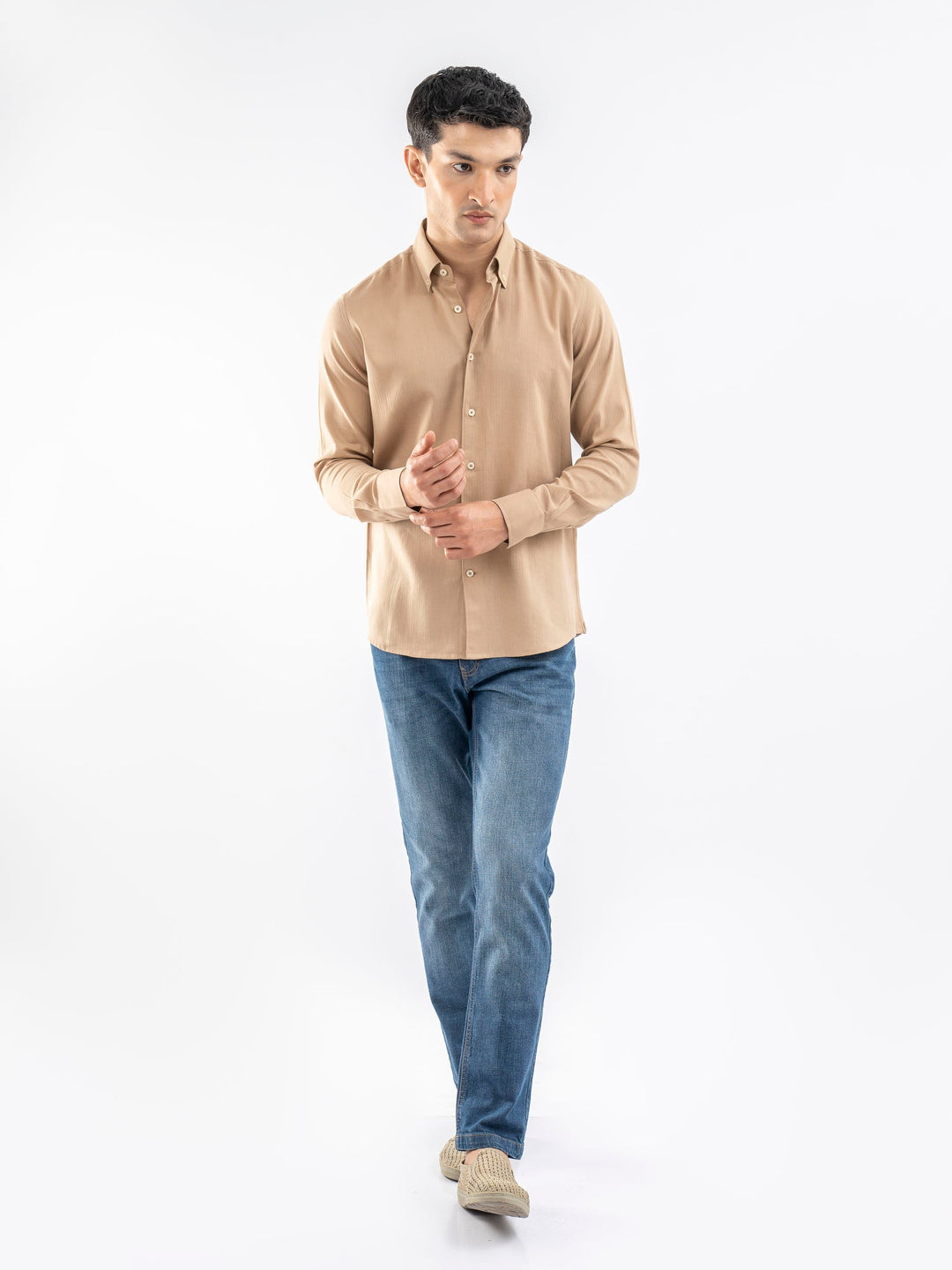 Brumano Ready To Wear Shirts Men 1 Piece Cotton Camel Brown Light Weight Button Down Shirt 0-31-025-4239 - Summer Collection