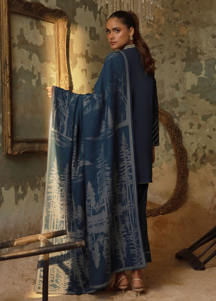 Sahar Embroidered Cross Hatch Suits Unstitched 3 Piece SHR25FU AW1-25-11 Caribbean Mist - Winter Collection