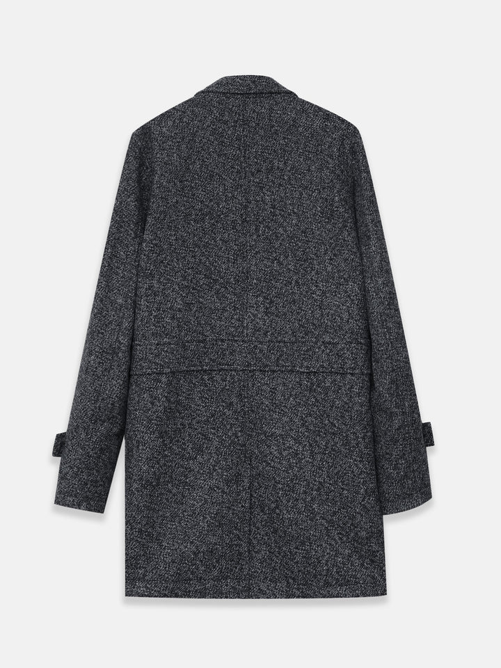 Brumano Mens RTW Solids Wool 1 Piece Charcoal Blended Over Coat Winter Collection