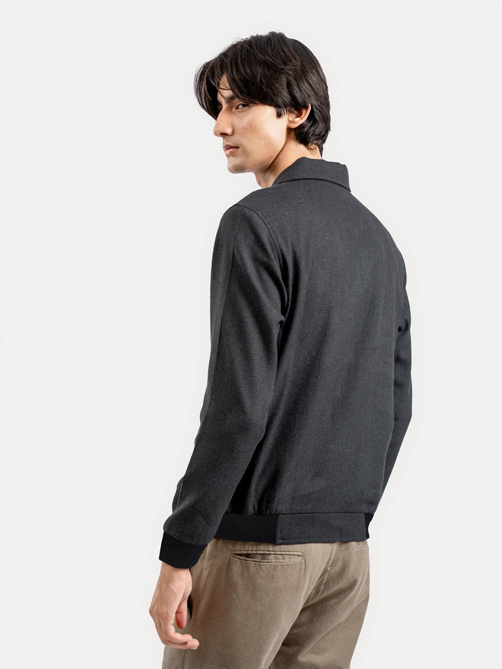 Brumano Mens RTW Solids Cotton 1 Piece Charcoal Jacket With Cargo Pocket Winter Collection