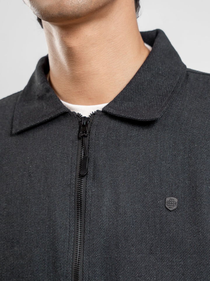 Brumano Mens RTW Solids Cotton 1 Piece Charcoal Jacket With Cargo Pocket Winter Collection