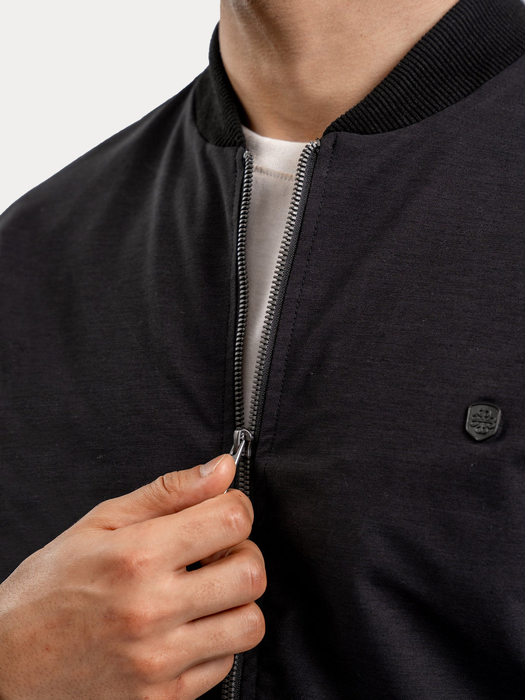 Brumano Pret Solids Polyester 1 Piece Charcoal Everyday Bomber Jacket