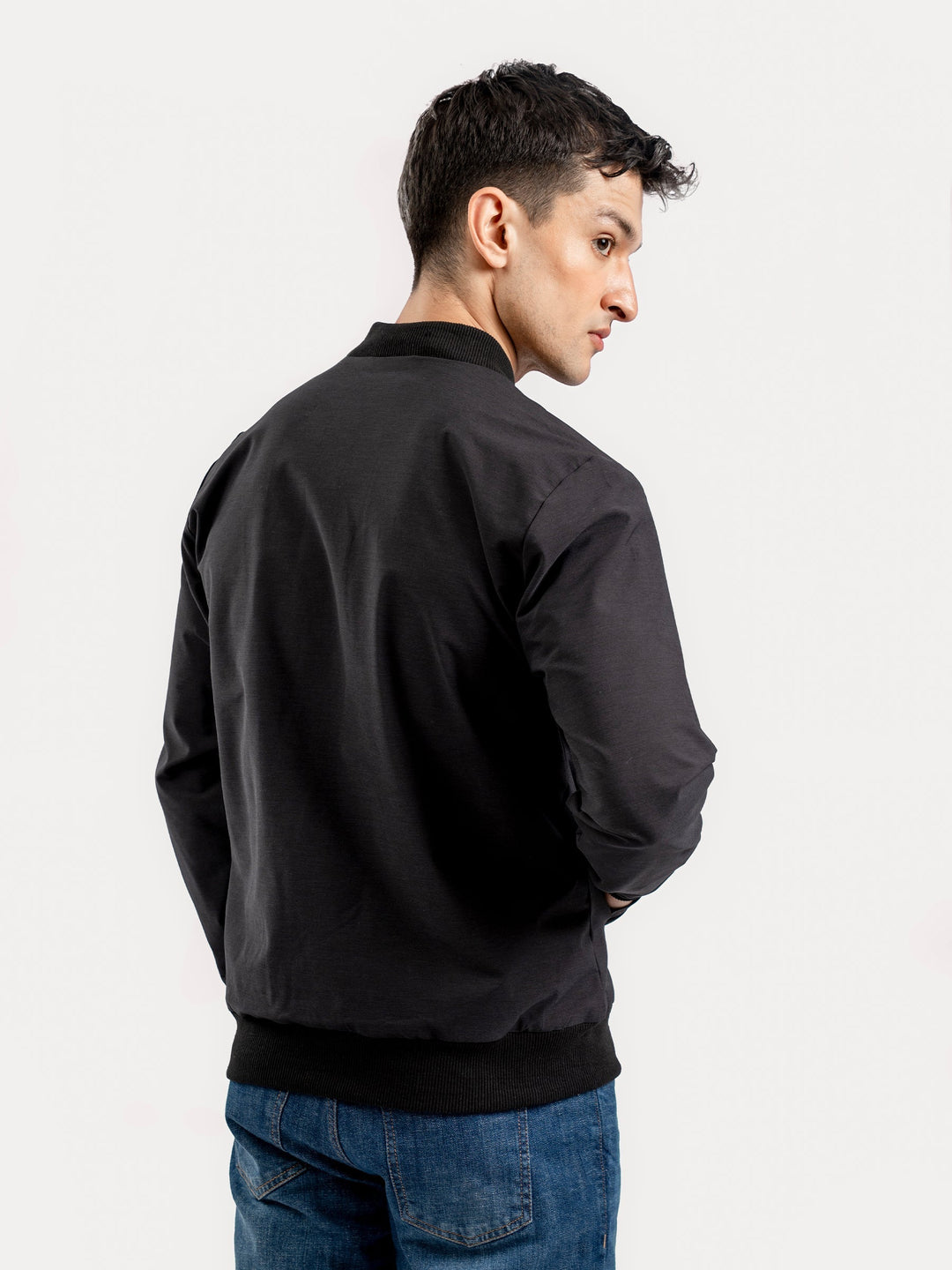 Brumano Pret Solids Polyester 1 Piece Charcoal Everyday Bomber Jacket