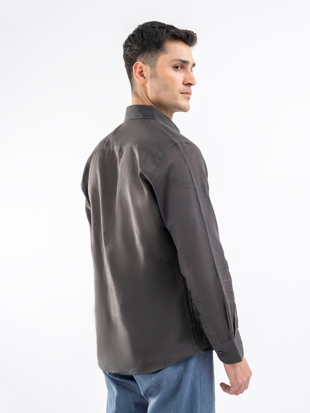 Brumano Ready To Wear Shirts Men 1 Piece Cotton Charcoal Airy Linen Blended Shirt 0-31-025-4114 - Summer Collection