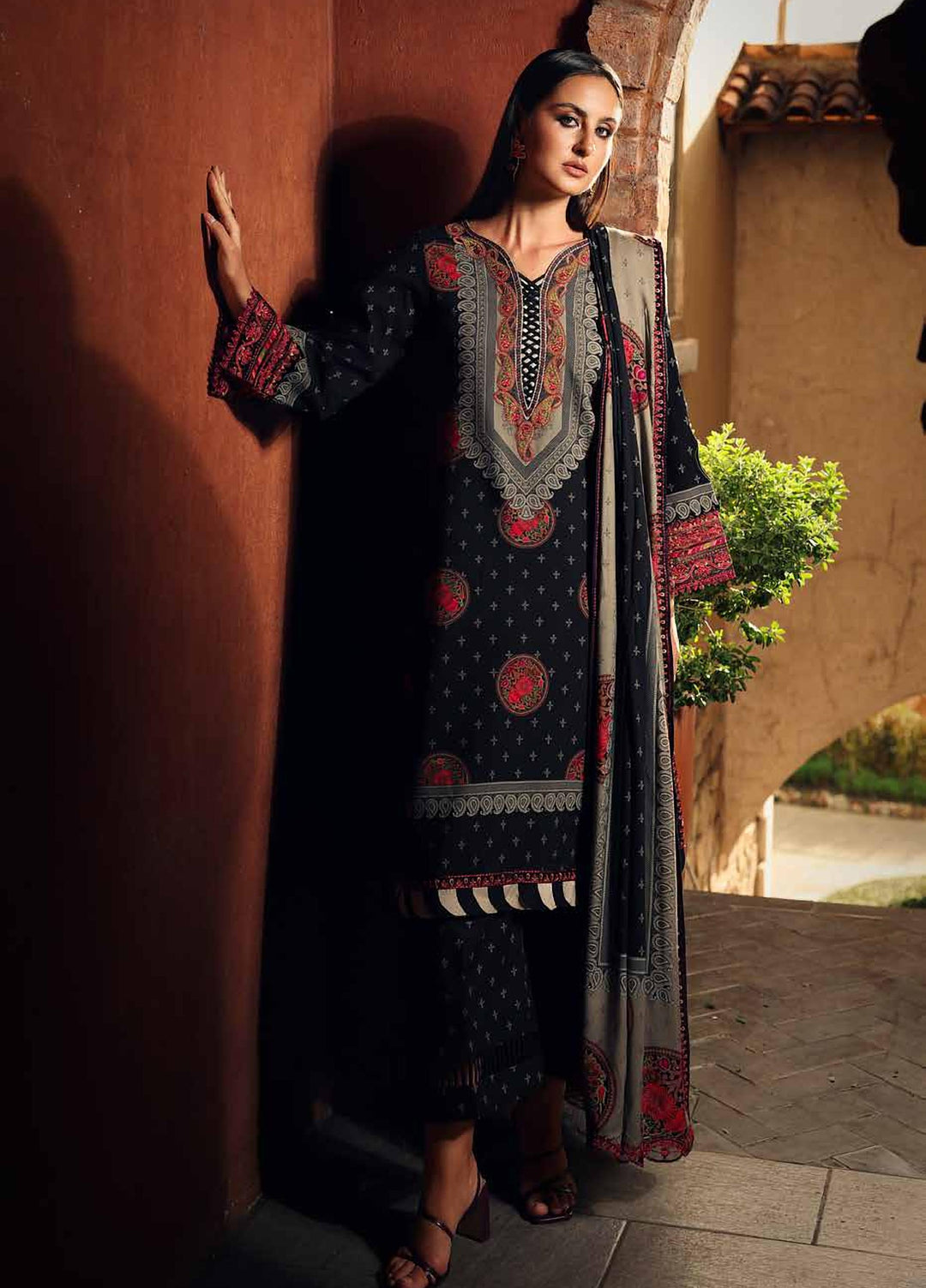 Combination by Charizma Unstitched Embroidered Linen 3 Piece Suit CHR26ULC CCW7-25 - Casual Collection