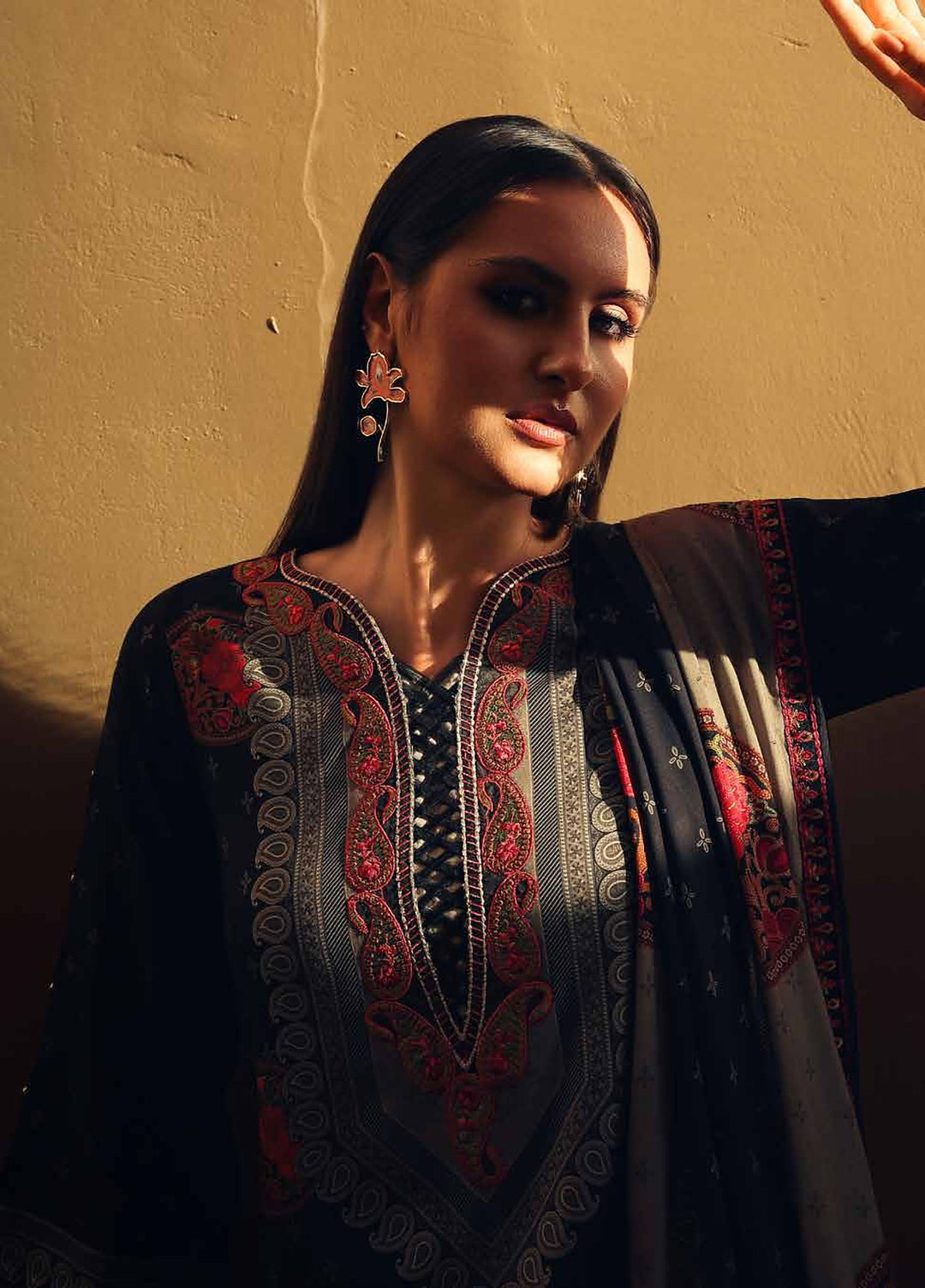 Combination by Charizma Unstitched Embroidered Linen 3 Piece Suit CHR26ULC CCW7-25 - Casual Collection