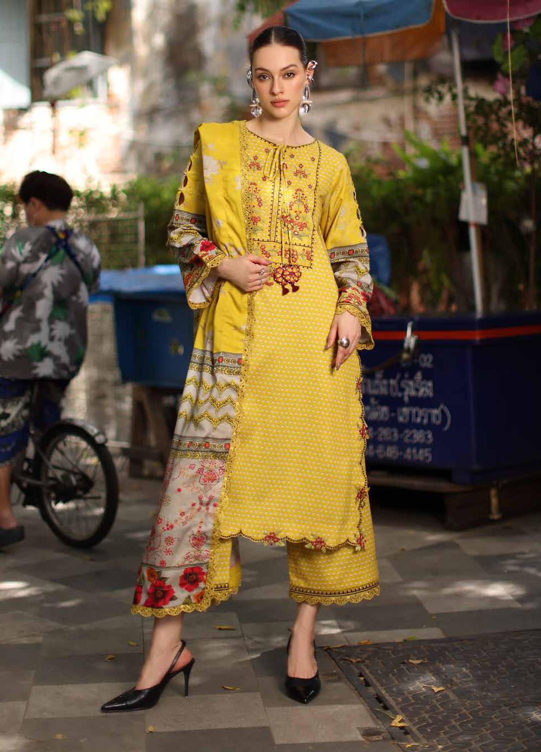Combination by Charizma Unstitched Embroidered Linen 3 Piece Suit CHR26ULC CCW7-26 - Casual Collection