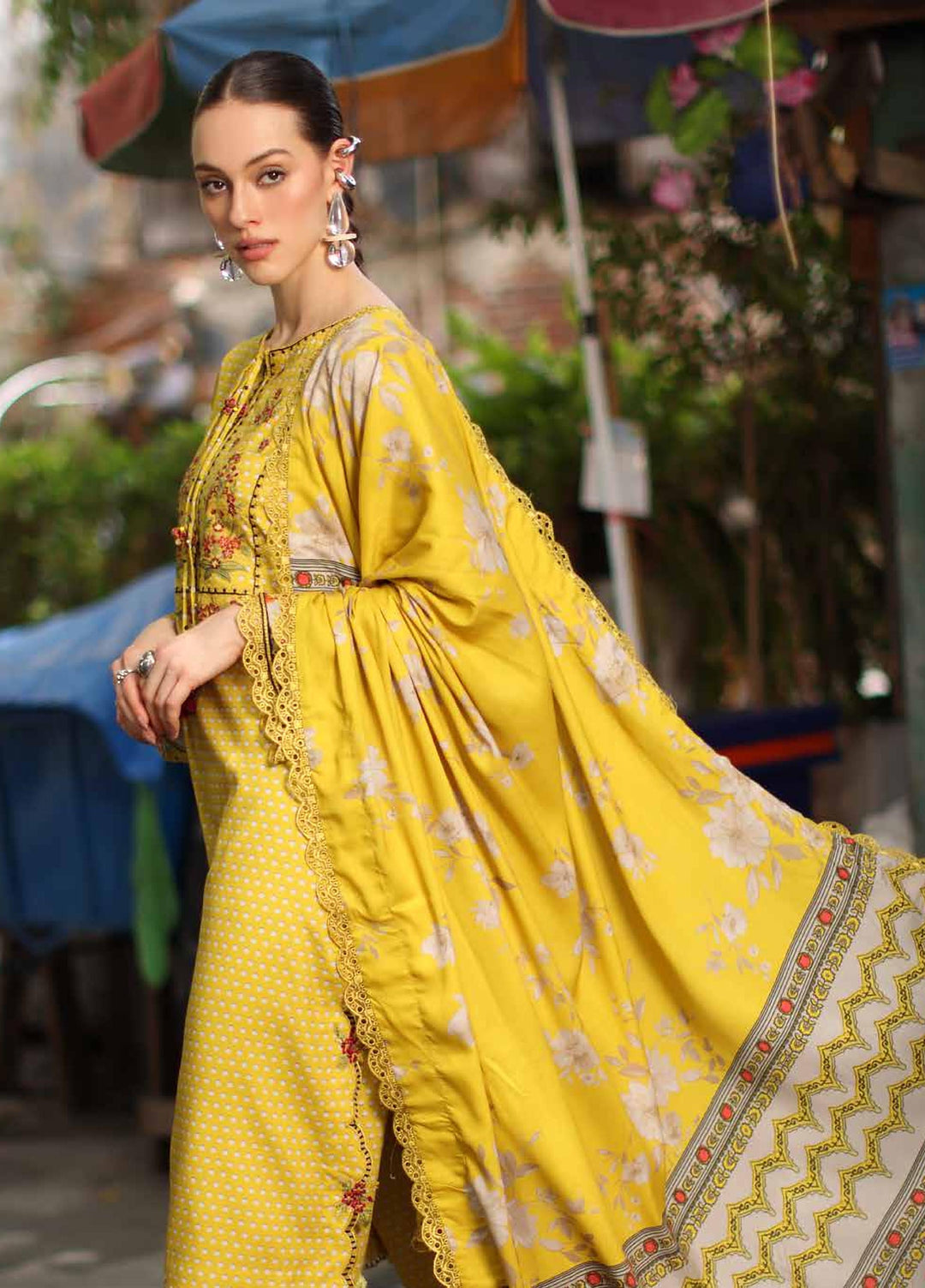 Combination by Charizma Unstitched Embroidered Linen 3 Piece Suit CHR26ULC CCW7-26 - Casual Collection