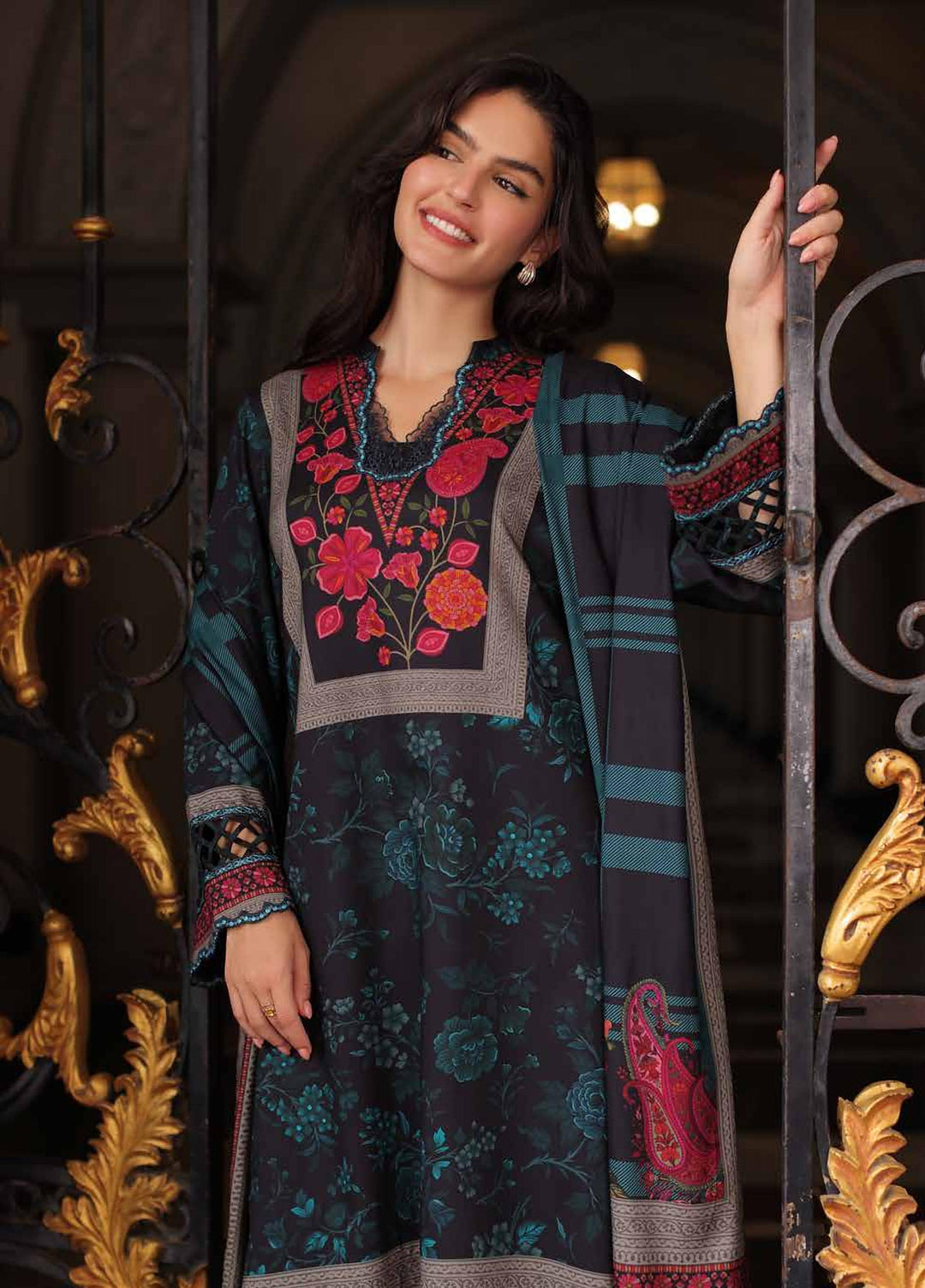 Combination by Charizma Unstitched Embroidered Linen 3 Piece Suit CHR26ULC CCW7-27 - Casual Collection