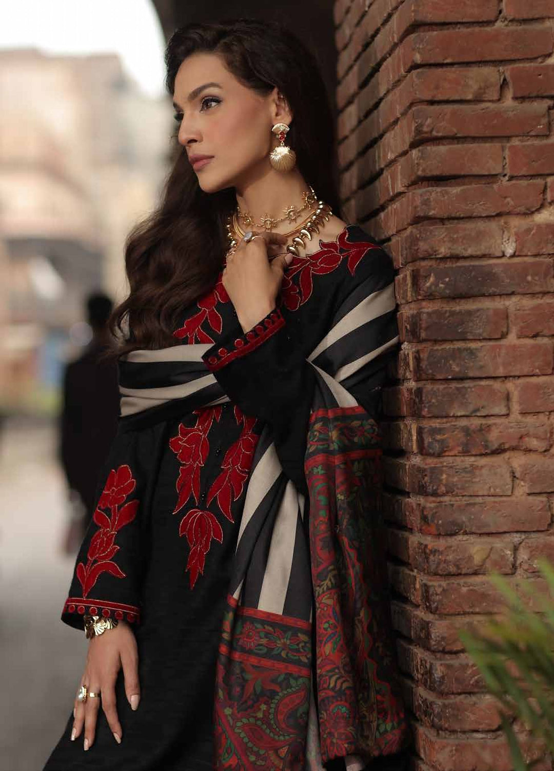 Signature by Charizma Unstitched Embroidered Leather Peach 3 Piece Suit CHR26USL CSL6-01 - Winter Collection