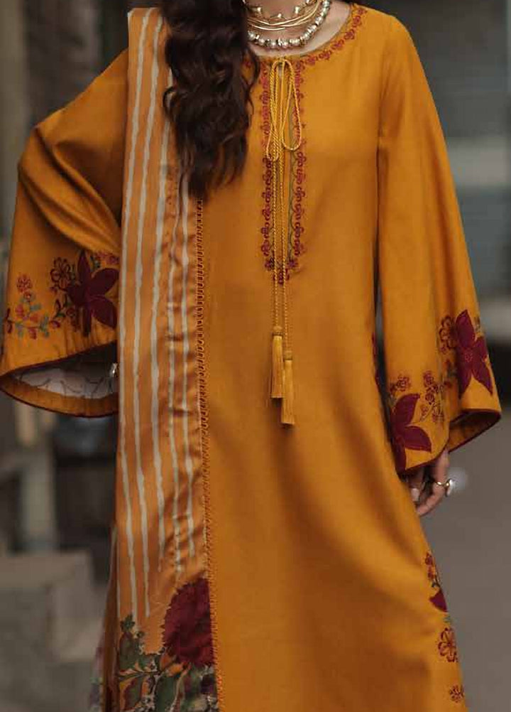 Signature by Charizma Unstitched Embroidered Leather Peach 3 Piece Suit CHR26USL CSL6-03 - Winter Collection