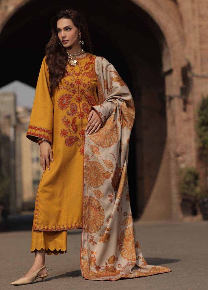 Signature by Charizma Unstitched Embroidered Leather Peach 3 Piece Suit CHR26USL CSL6-07 - Winter Collection