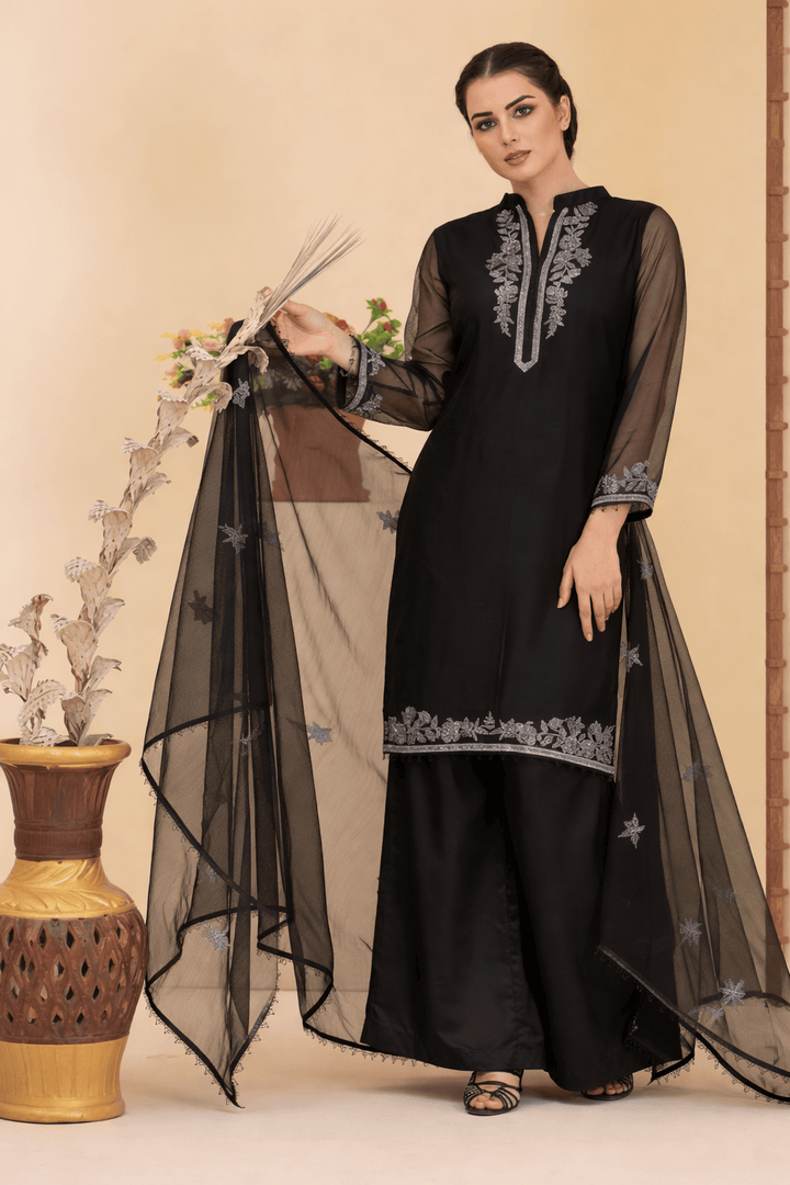 Silcot Women Pret Embroidered Khaddi Net 3 Piece Suit Zivara Wear - Winter Collection