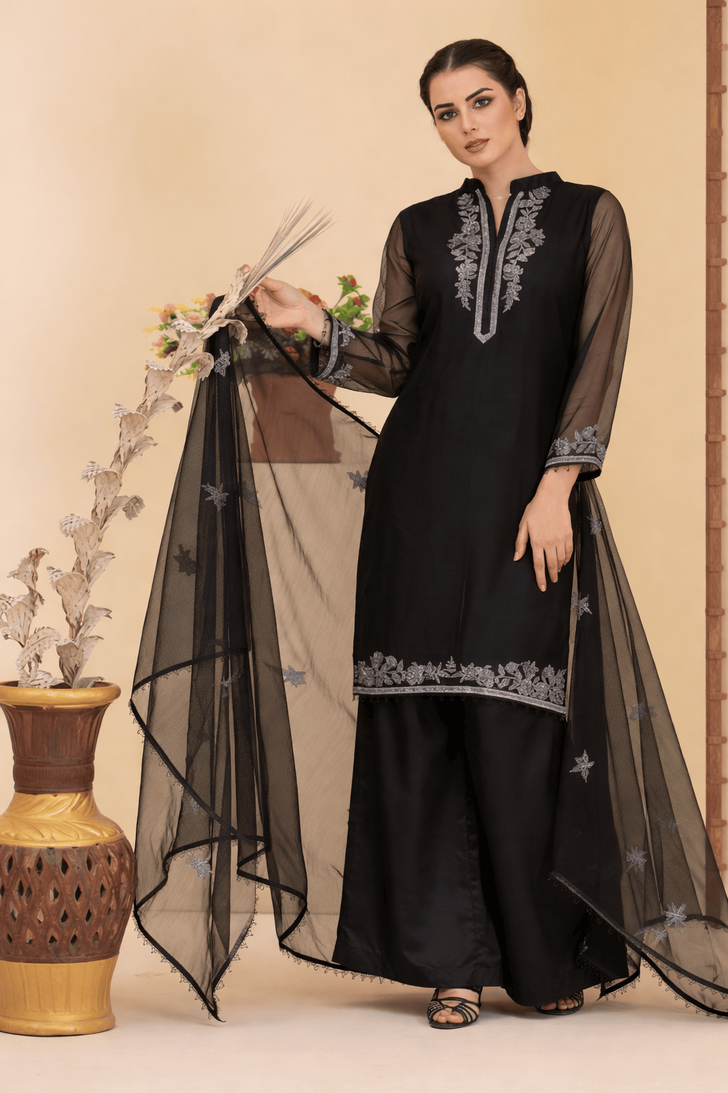 Silcot Women Pret Embroidered Khaddi Net 3 Piece Suit Zivara Wear - Winter Collection