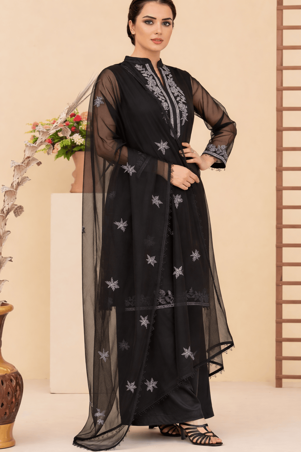 Silcot Women Pret Embroidered Khaddi Net 3 Piece Suit Zivara Wear - Winter Collection