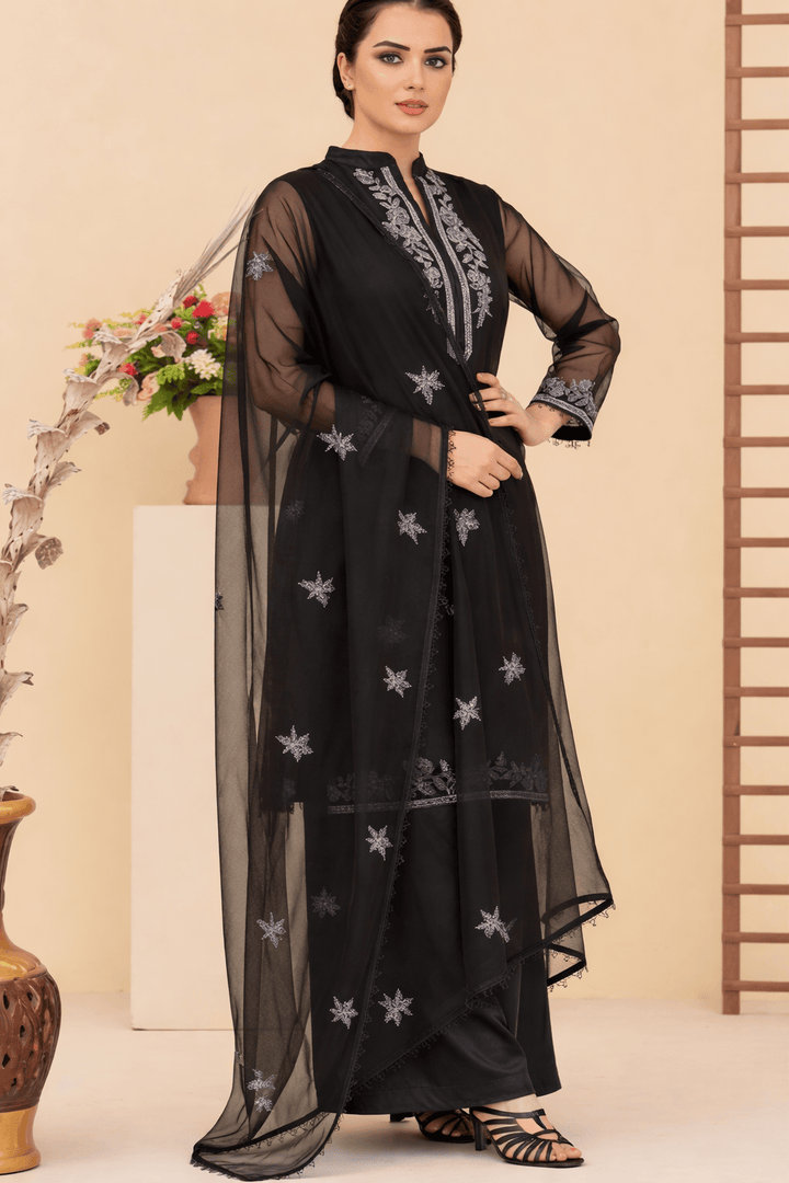 Silcot Women Pret Embroidered Khaddi Net 3 Piece Suit Zivara Wear - Winter Collection