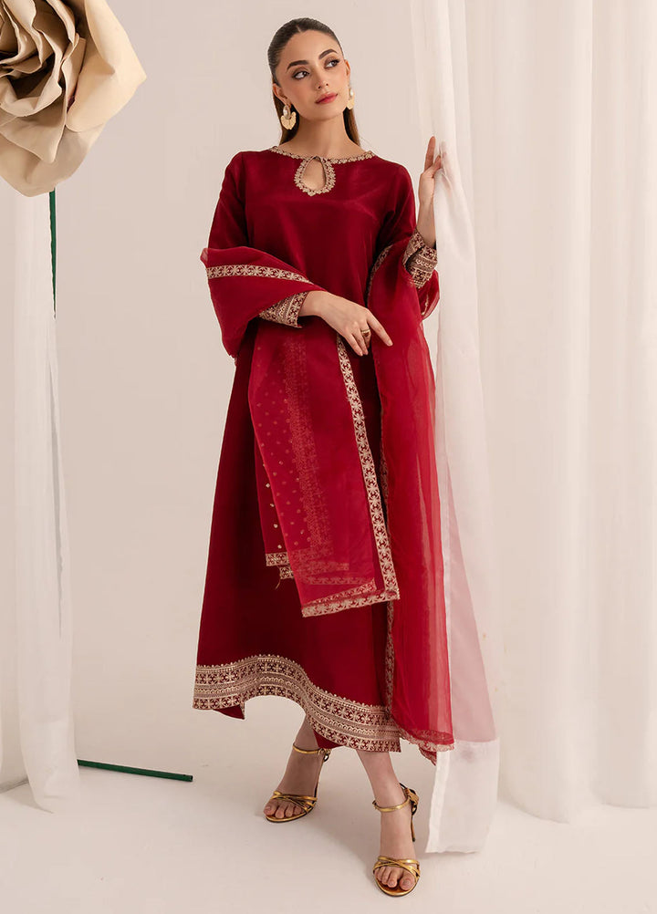 Izel Pret Embroidered Raw Silk 3 Piece Suit Cherie
