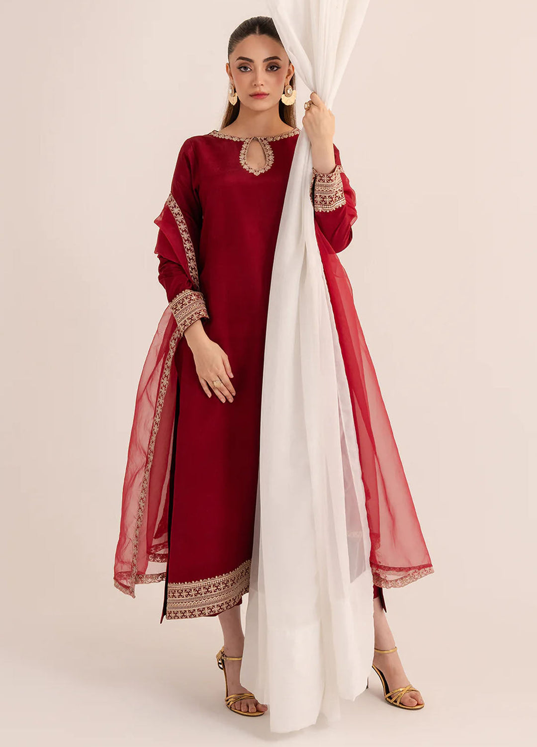 Izel Pret Embroidered Raw Silk 3 Piece Suit Cherie