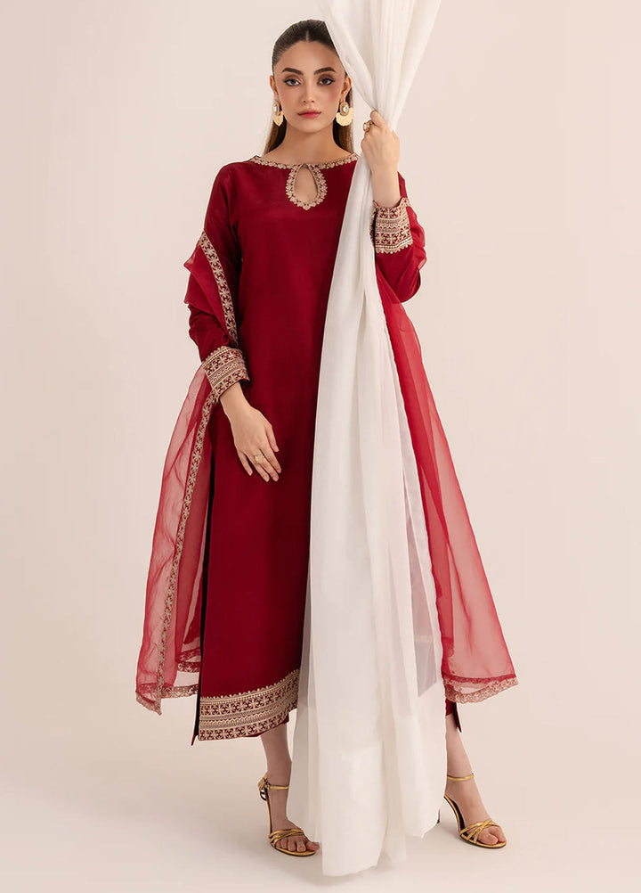 Izel Pret Embroidered Raw Silk 3 Piece Suit Cherie