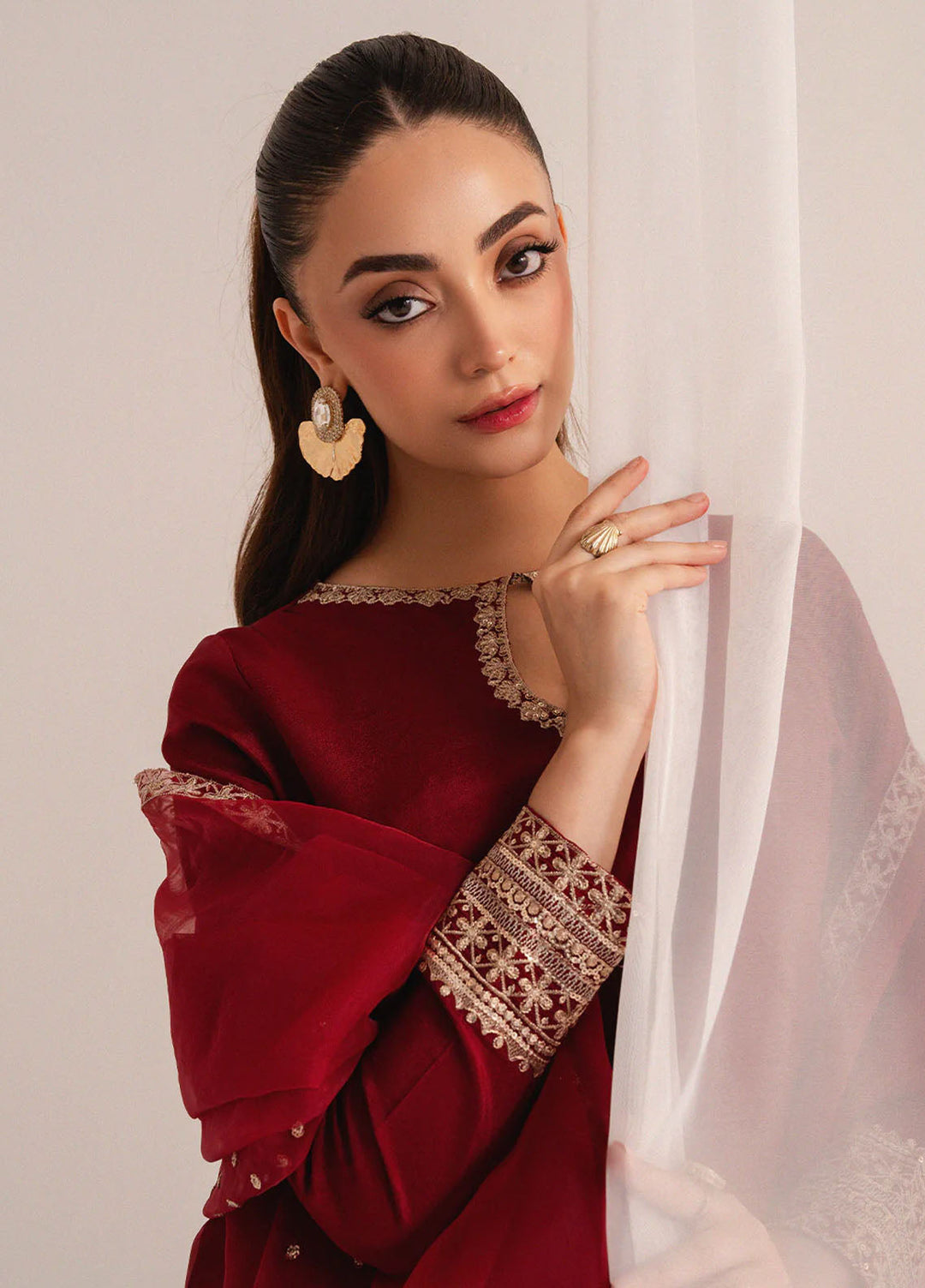 Izel Pret Embroidered Raw Silk 3 Piece Suit Cherie