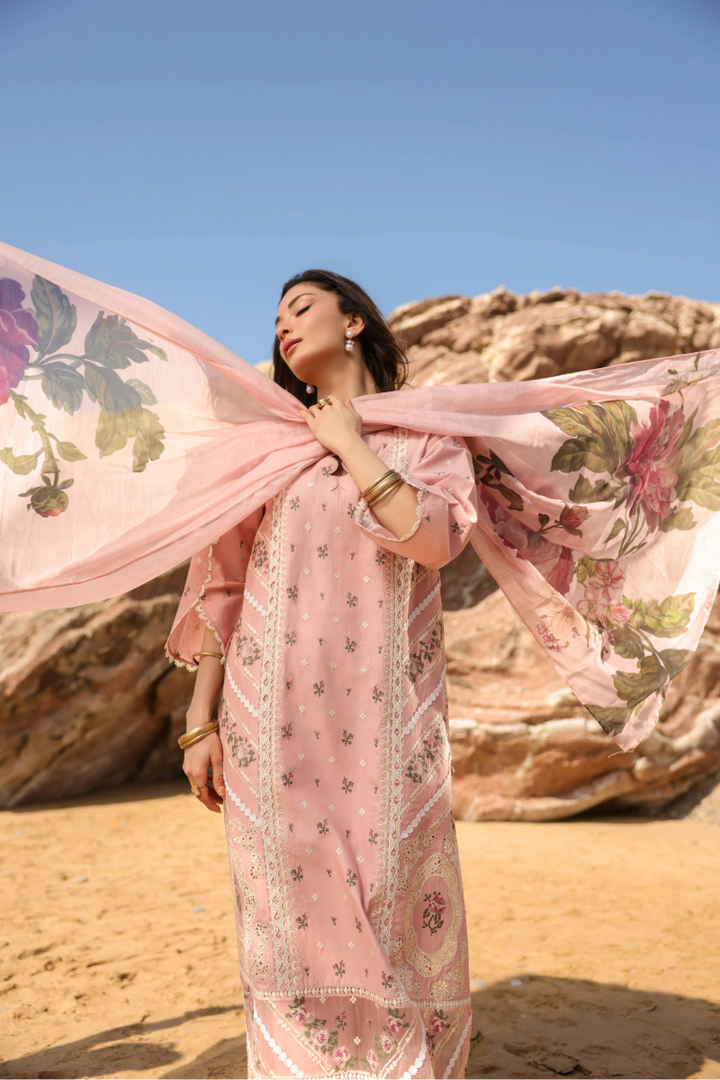Manara by Maria Embroidered Chiffon 3 Piece Suit CHERRY BLOOSOM - Festive Collection