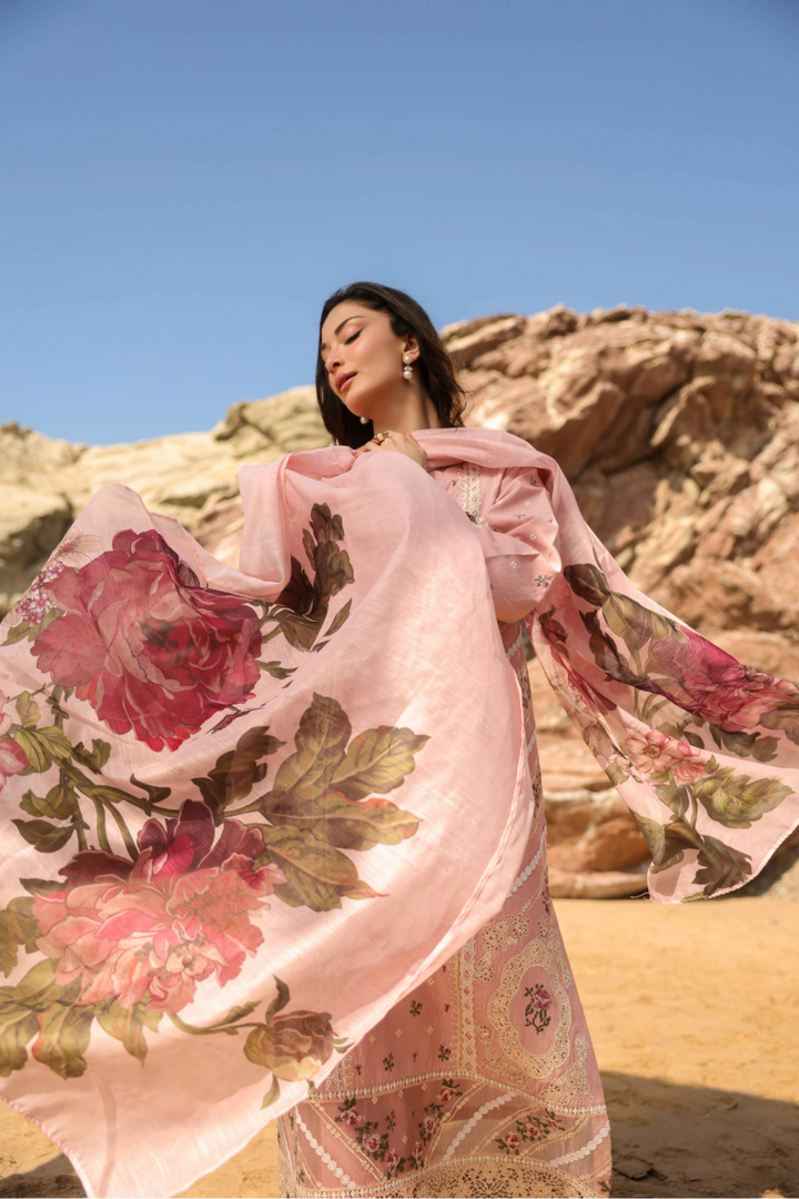 Manara by Maria Embroidered Chiffon 3 Piece Suit CHERRY BLOOSOM - Festive Collection
