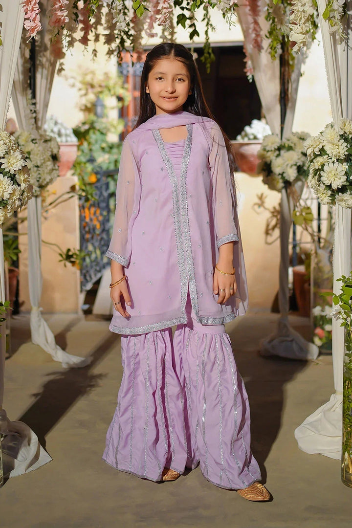 Ochre Girls Pret Embroidered Chiffon 3 Piece Suit EM-51 - Summer Collection
