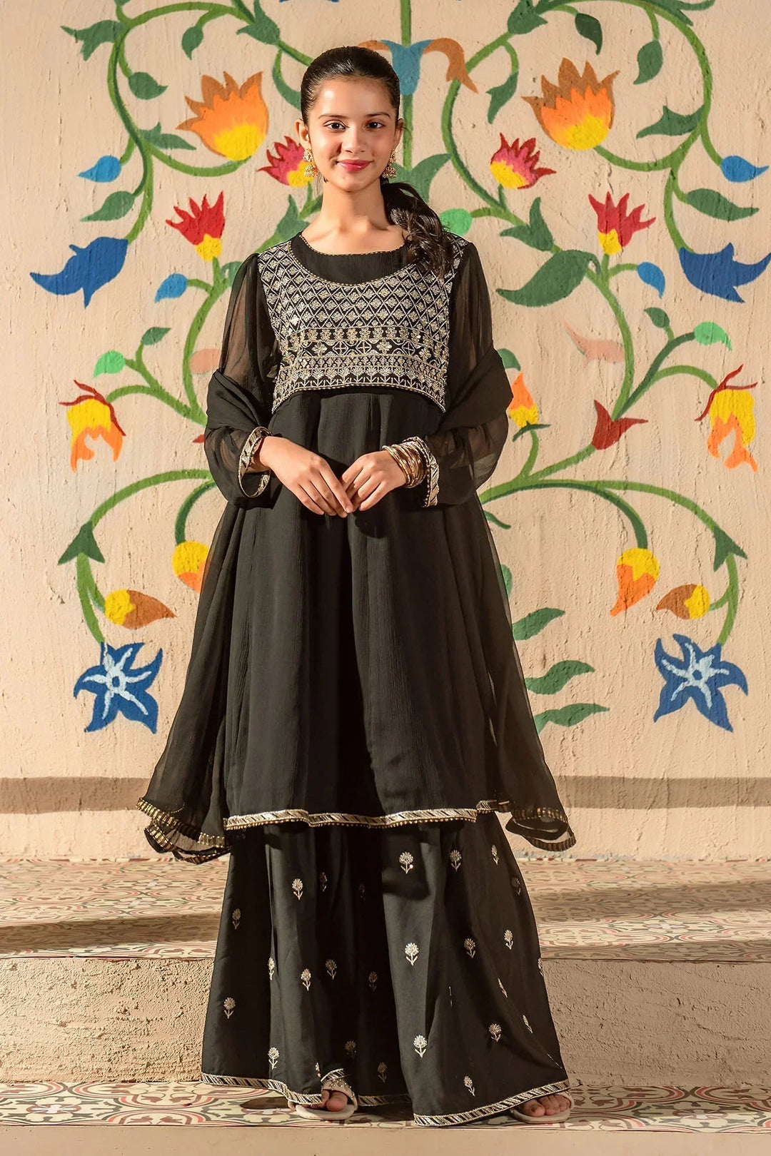 Ochre Girls Pret Embroidered Chiffon 3 Piece Suit EM-43 - Summer Collection