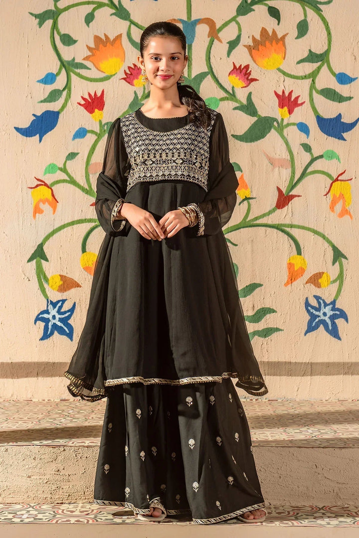 Ochre Girls Pret Embroidered Chiffon 3 Piece Suit EM-43 - Summer Collection