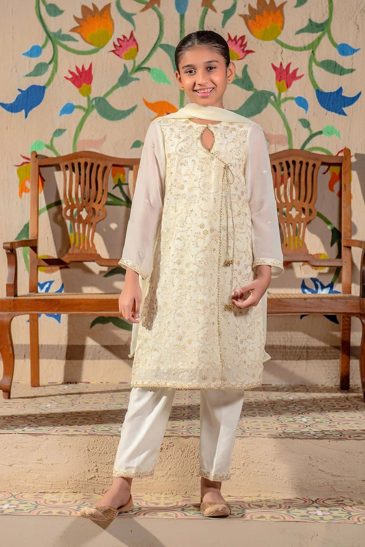 Ochre Girls Pret Embroidered Chiffon 3 Piece Suit EM-49 - Summer Collection