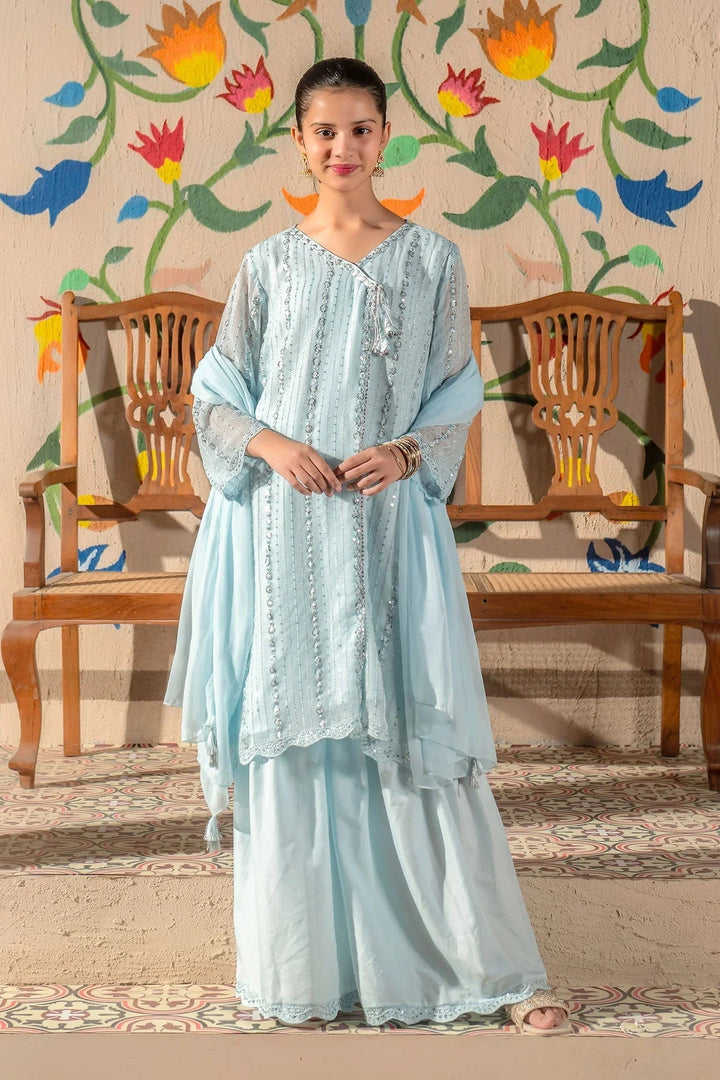 Ochre Girls Pret Embroidered Chiffon 3 Piece Suit EM-44 - Summer Collection