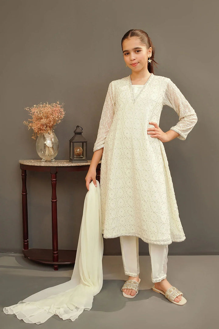 Ochre Girls Pret Embroidered Chiffon 3 Piece Suit MAX-28 - Summer Collection
