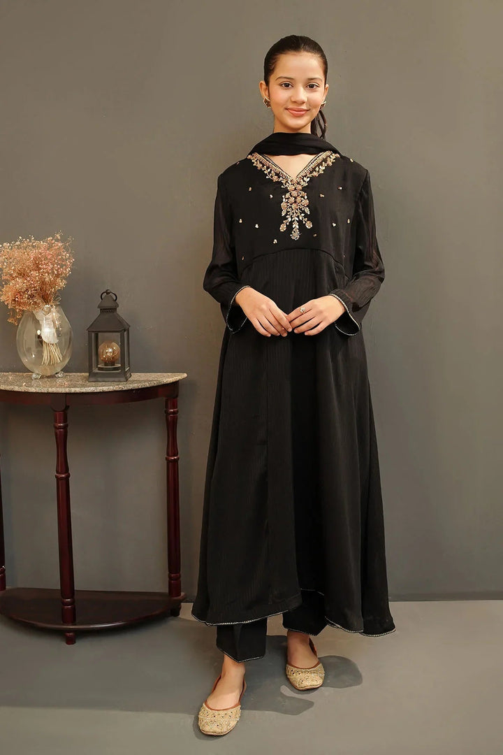 Ochre Girls Pret  Chiffon Hand Adda Work 3 Piece Suit MAX-25 - Summer Collection