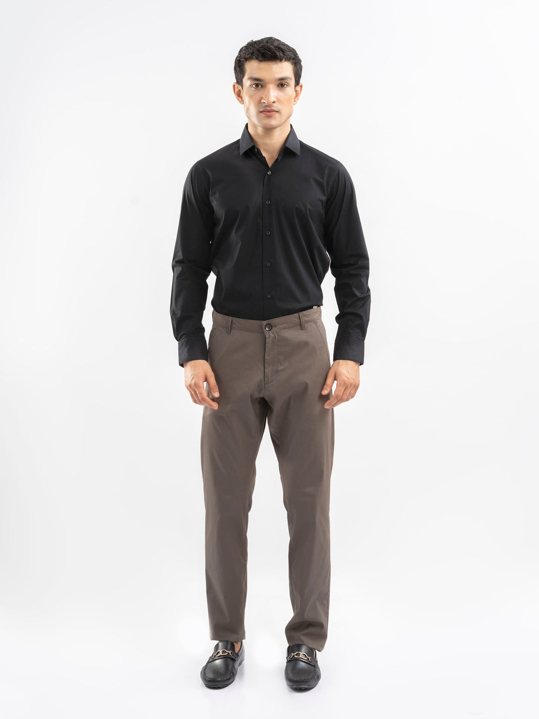 Brumano Ready To Wear Shirts Men 1 Piece Cotton Classic Black Satin Formal Shirt 0-31-025-4428 - Summer Collection